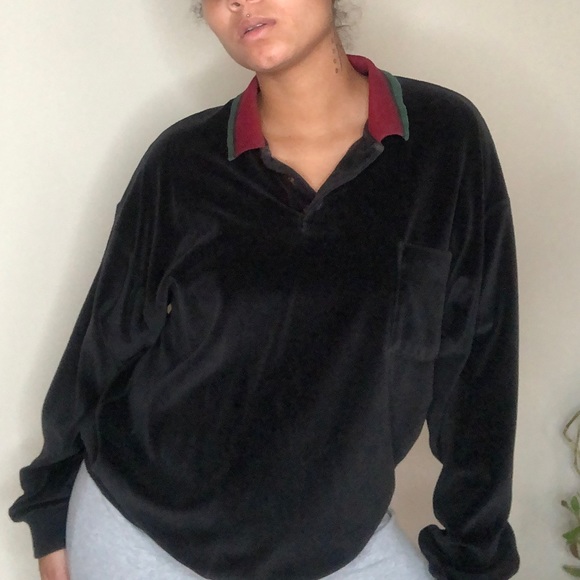 Suede Black Collar Shirt - Picture 1 of 4